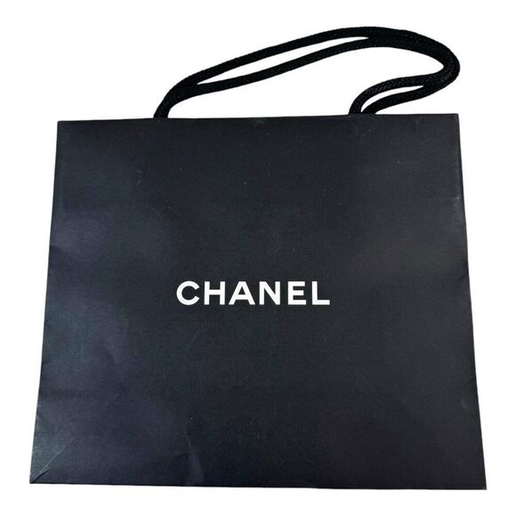 Chanel Bag Authentic Black Paper Shopping Bag 9” X 7.5” Authentic For Scarf Gift - Picture 3 of 5